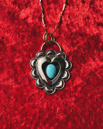 Turquoise Brass Heart shadowbox