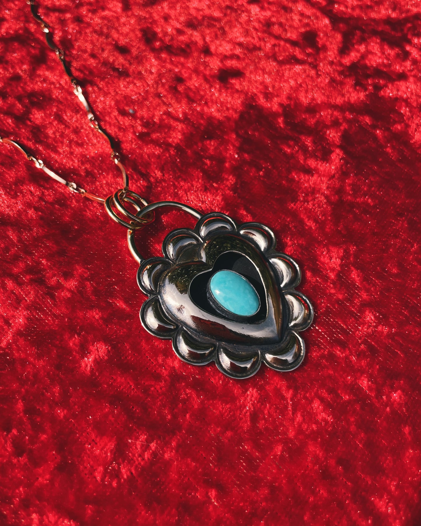 Turquoise Brass Heart shadowbox