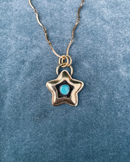 Turquoise Brass Star shadowbox