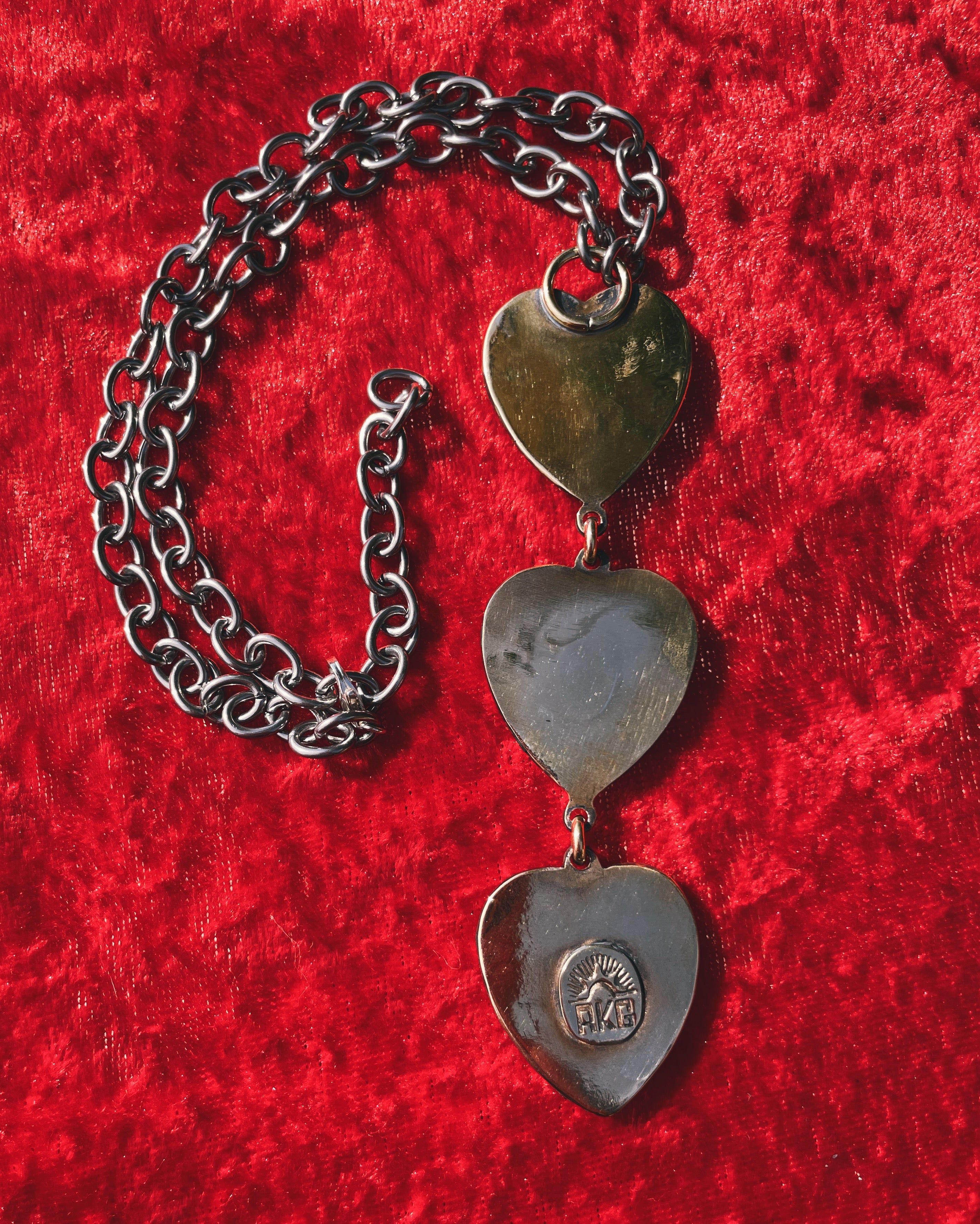 Mixed metals Triple Turquoise Brass Hearts – Roadkill Gems