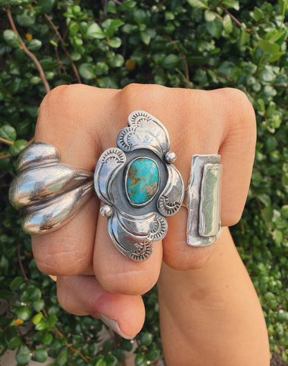 Sterling Paisley Turquoise Ring size 7