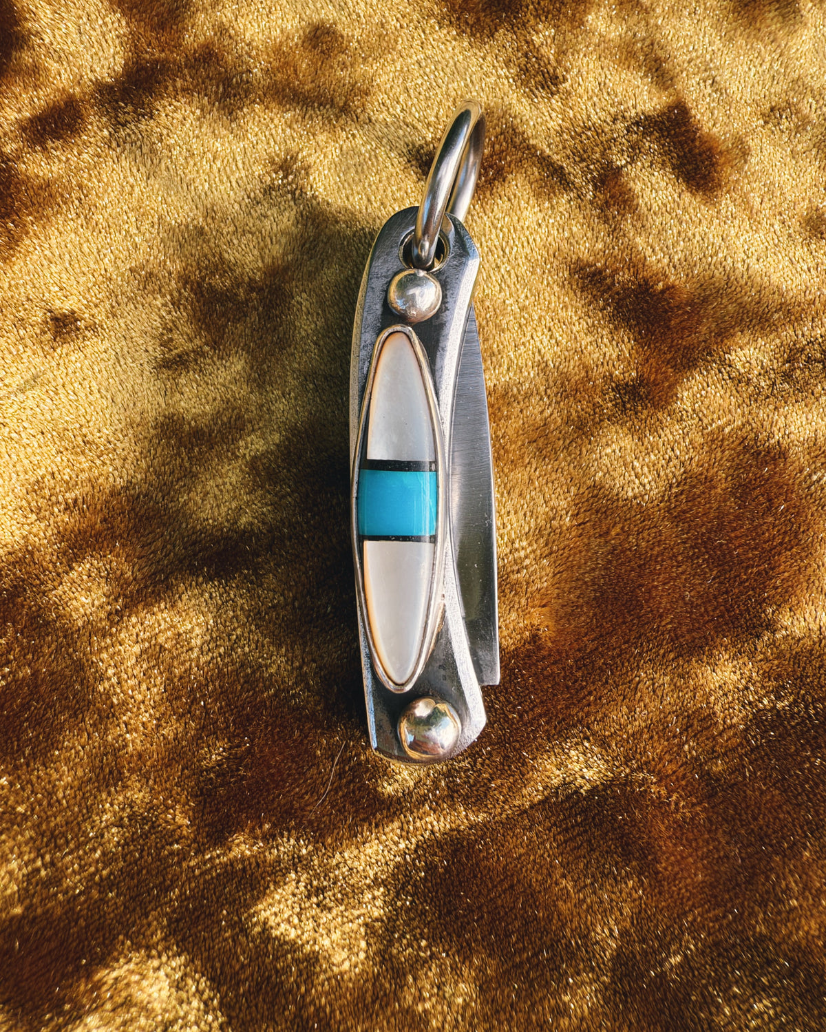 Turquoise & Mother of Pearl Mini Pocket Knife