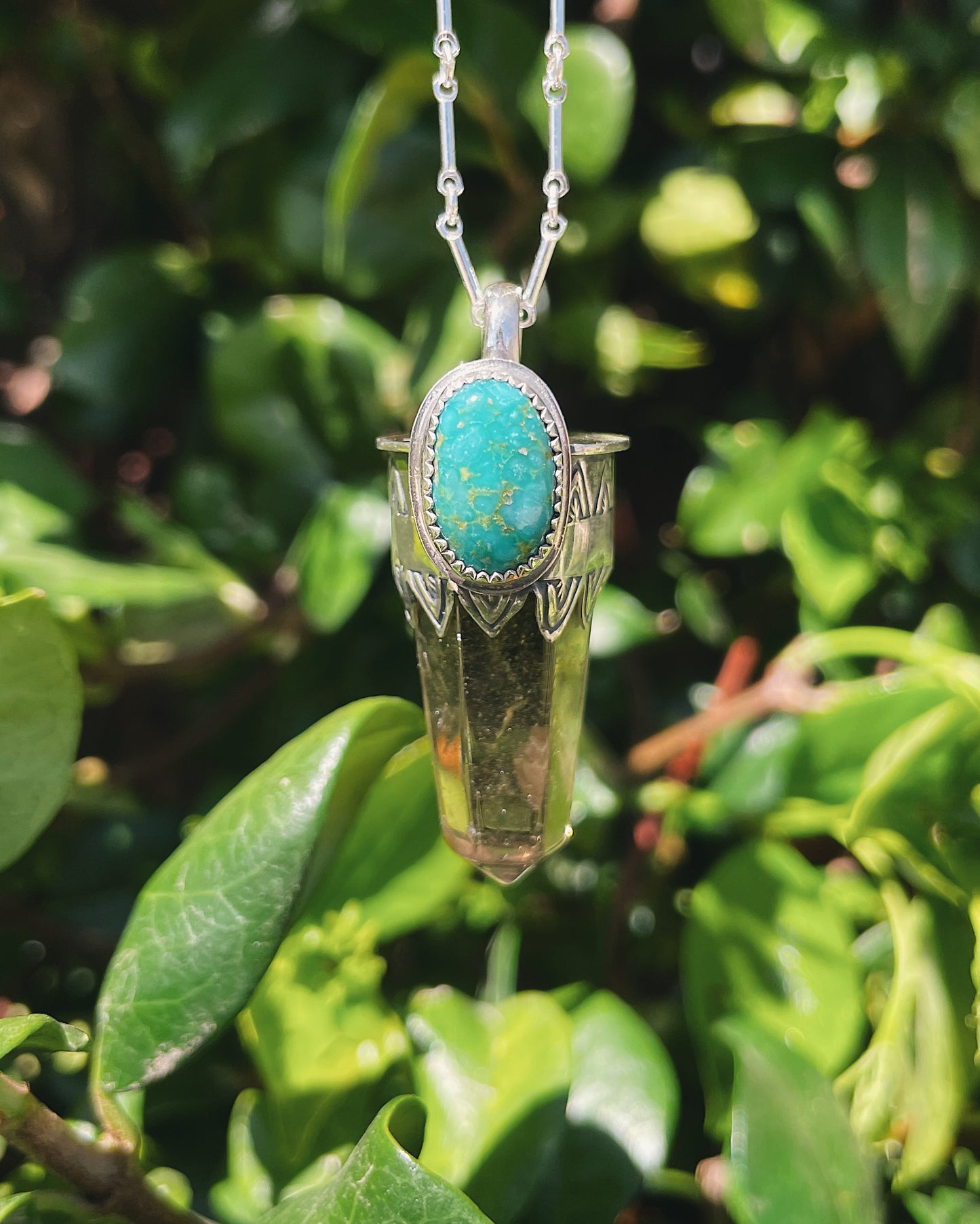 Smokey Quartz & Sonoran Turquoise Talisman