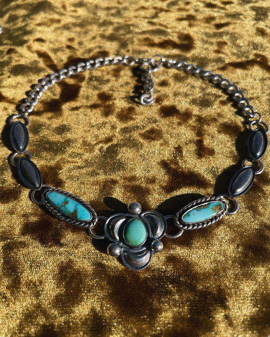 Sonoran & Kingman Turquoise Sterling Silver Choker Necklace