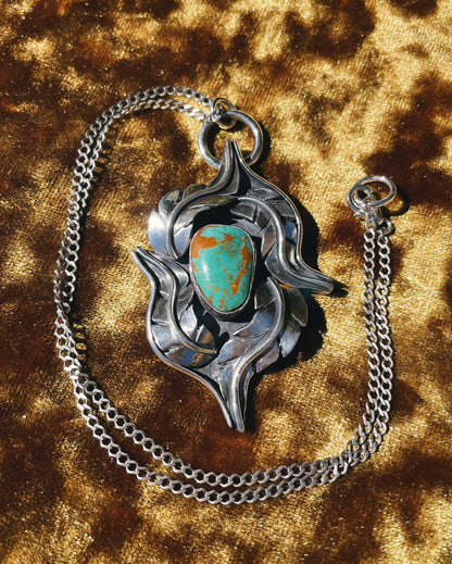 Hachita Turquoise Necklace in Sterling silver.