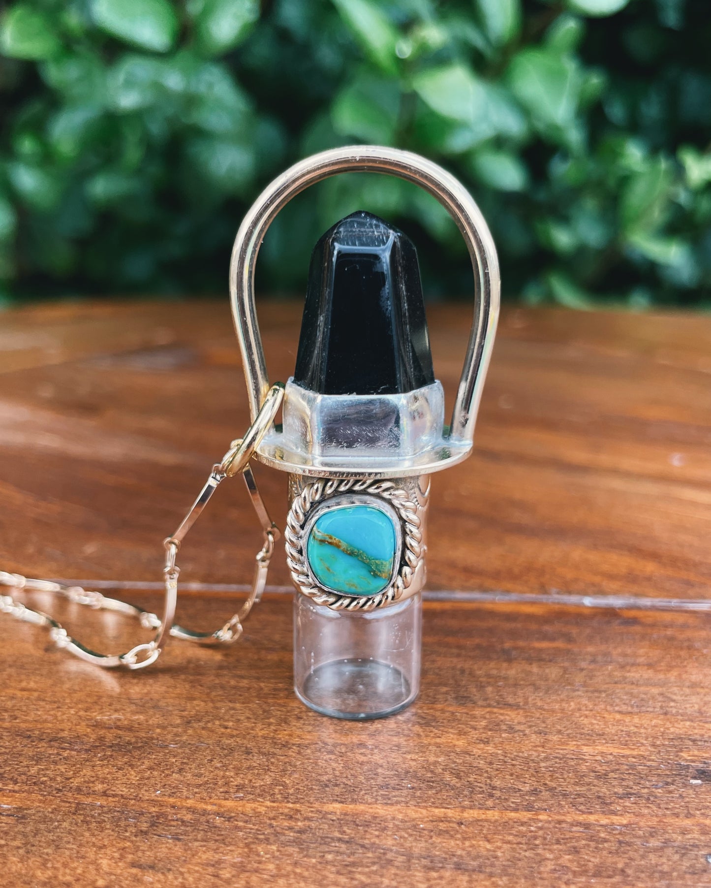 Falcons Eye & Turquoise Rollerball Necklace
