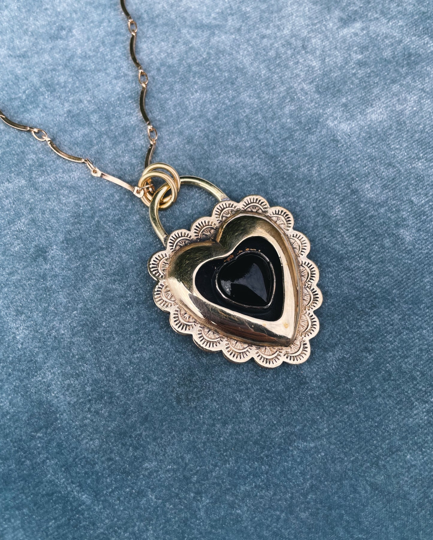 Onyx Brass Heart shadowbox