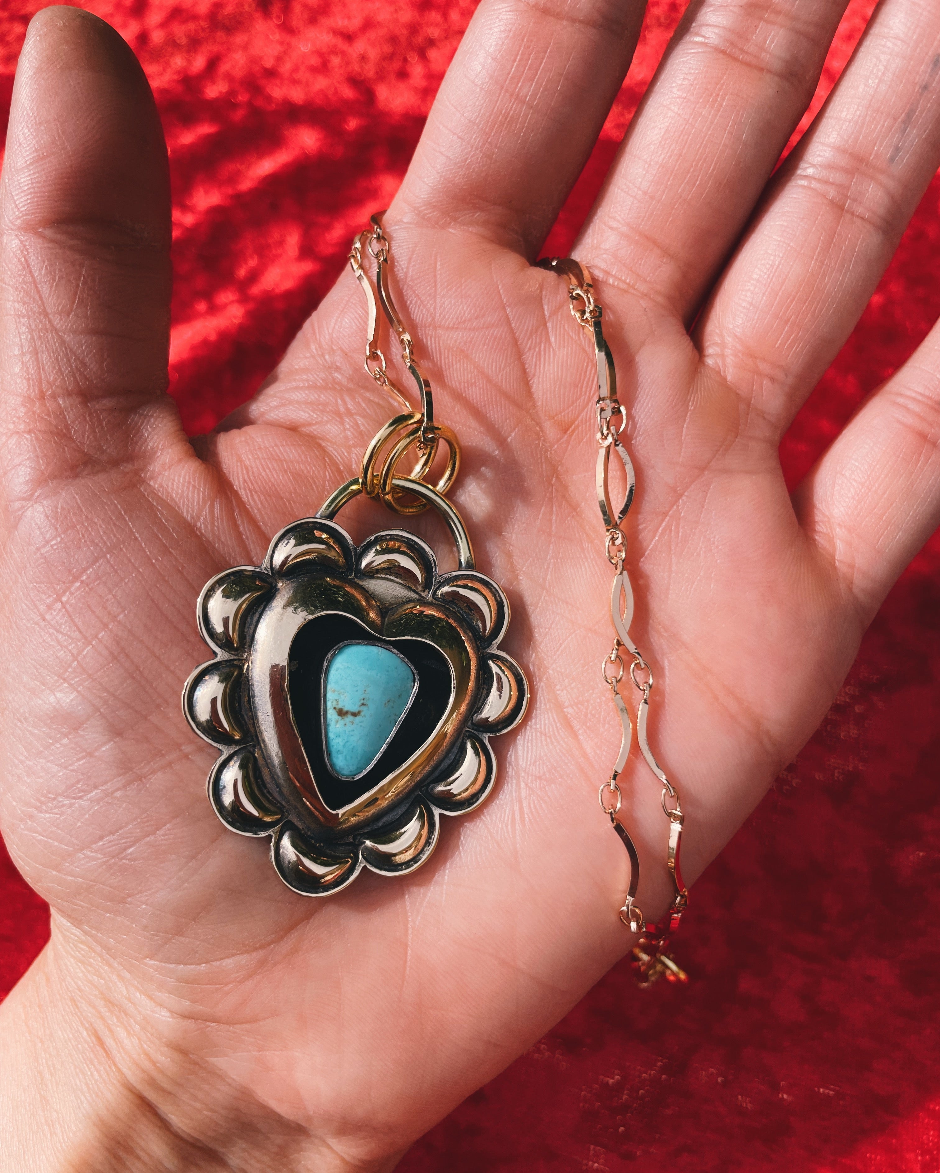 Turquoise Brass Heart shadowbox – Roadkill Gems