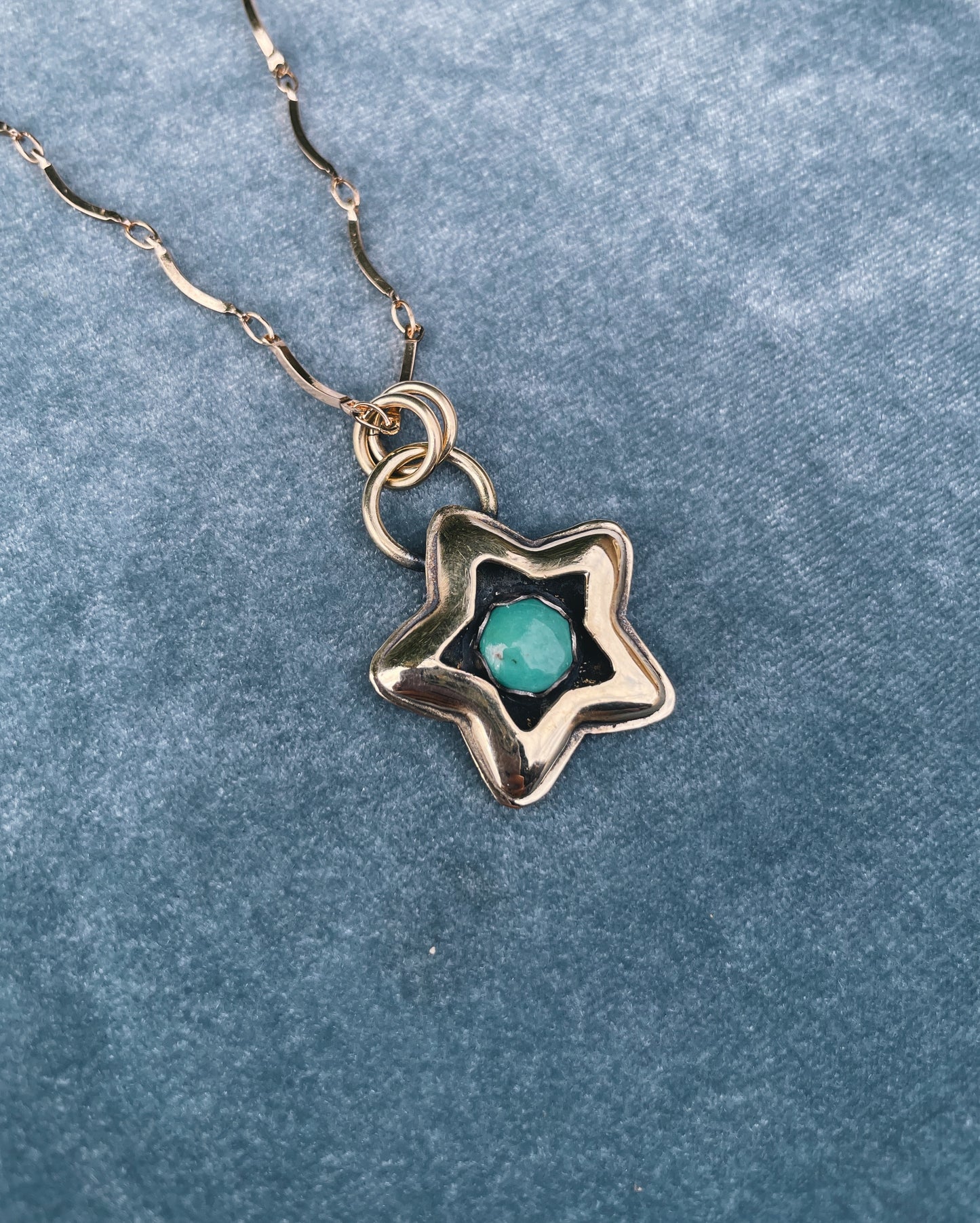 Turquoise Brass Star shadowbox