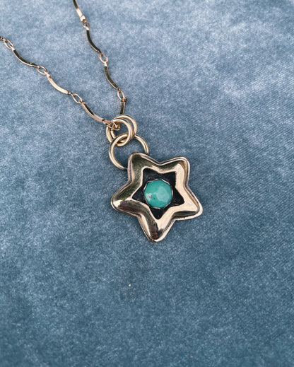 Turquoise Brass Star shadowbox
