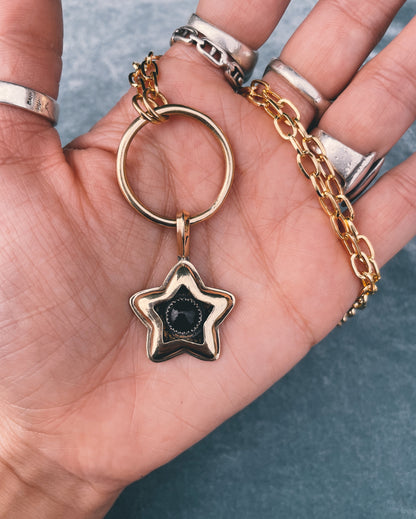 Onyx Brass Star shadowbox Choker