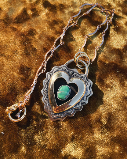 Variscite Brass Heart shadowbox