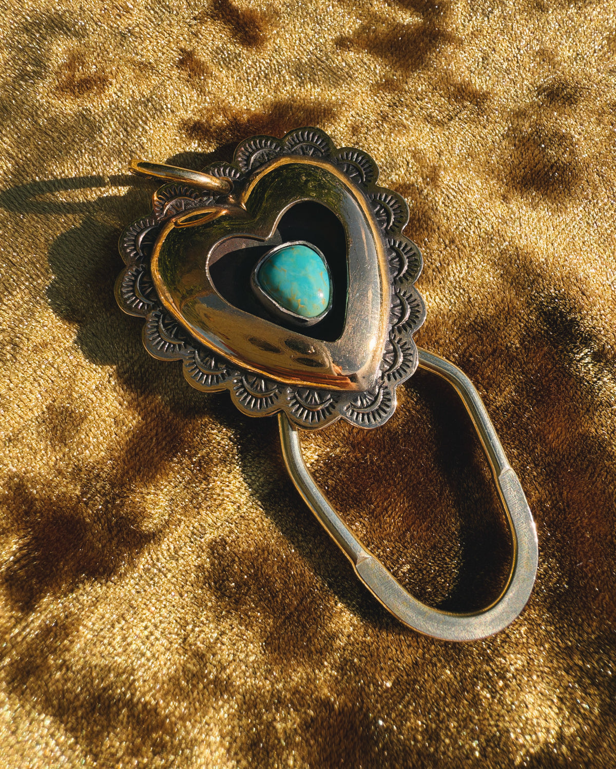 Turquoise Brass Heart shadowbox
