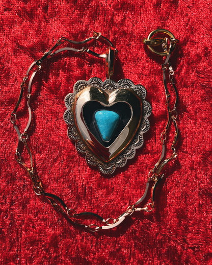 Turquoise Brass Heart shadowbox