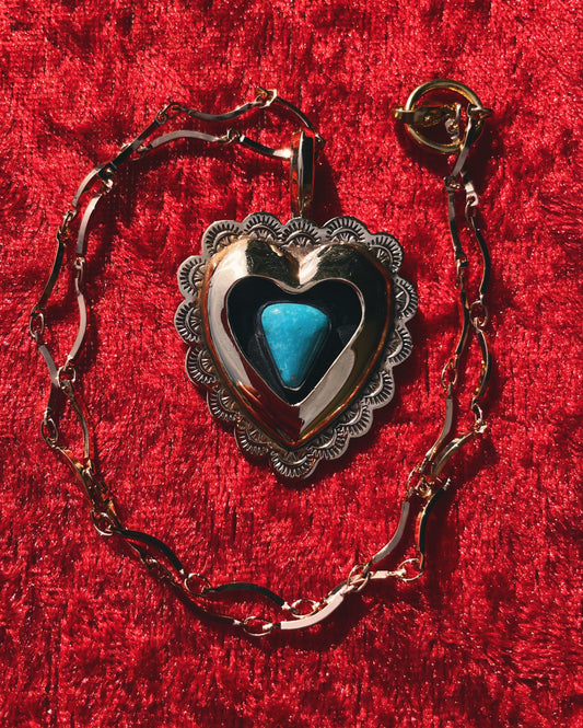 Turquoise Brass Heart shadowbox