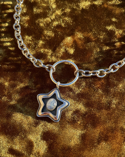 Moonstone Sterling Silver Star shadowbox choker