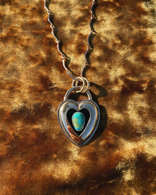 Turquoise Brass Heart shadowbox