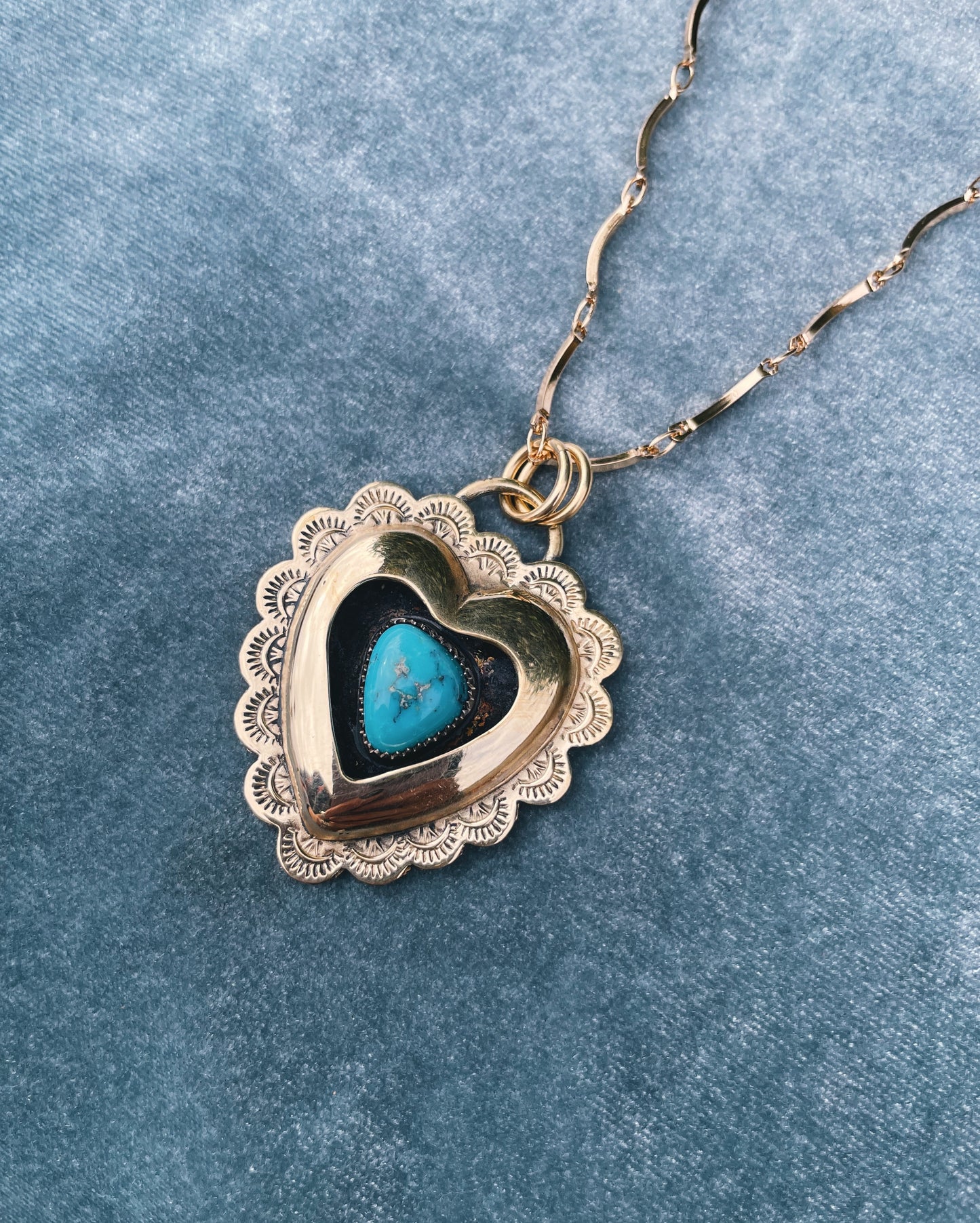 Turquoise Brass Heart shadowbox