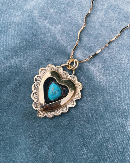 Turquoise Brass Heart shadowbox