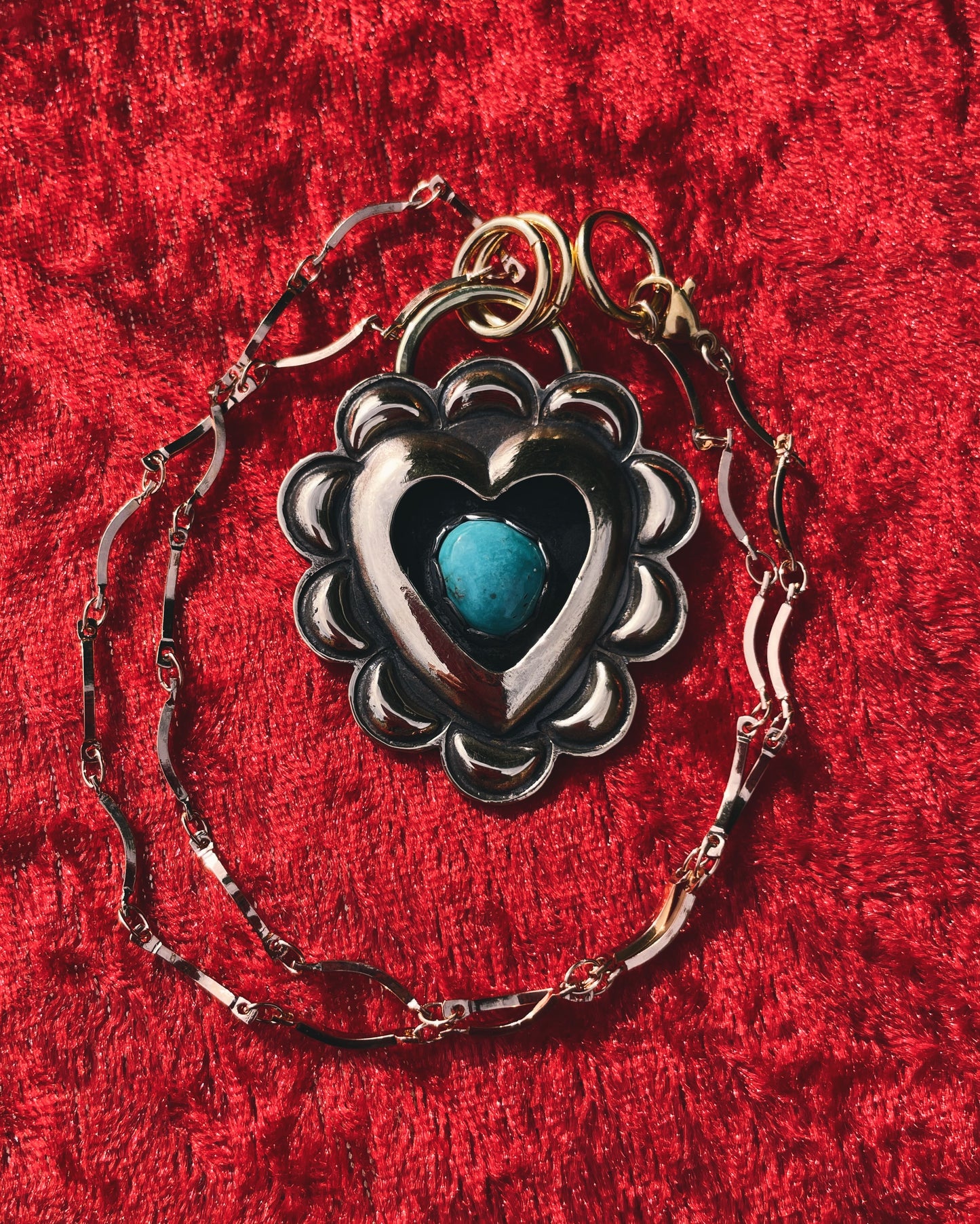 Turquoise Brass Heart shadowbox