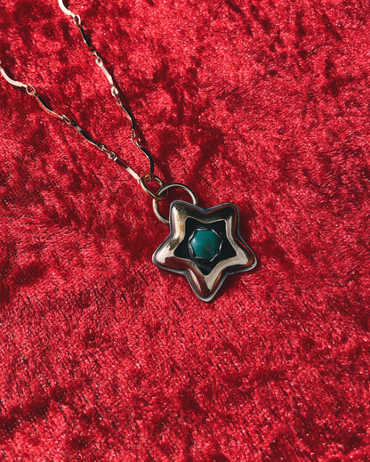 Turquoise Brass Star shadowbox