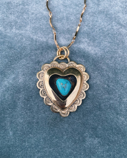 Turquoise Brass Heart shadowbox