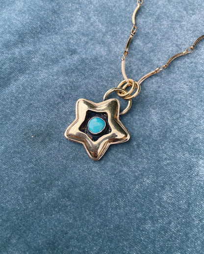 Turquoise Brass Star shadowbox