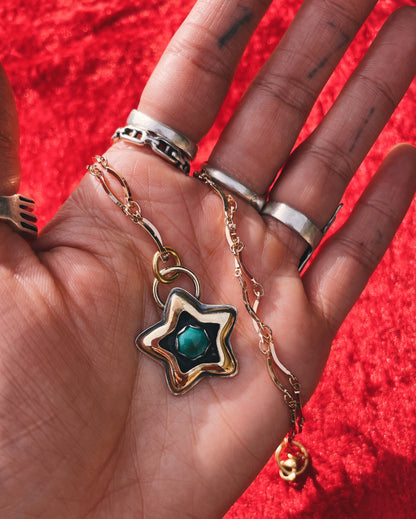 Turquoise Brass Star shadowbox