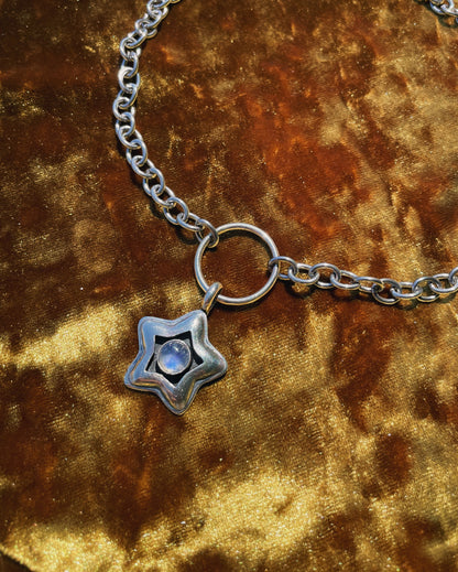 Moonstone Sterling Silver Star shadowbox choker