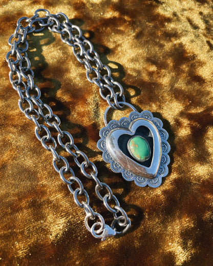 Sterling Silver & Variscite Heartthrob shadowbox choker