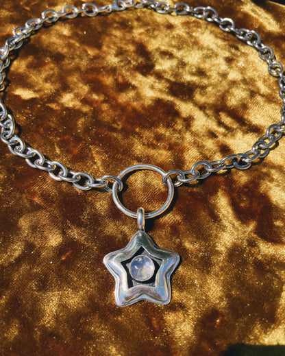 Moonstone Sterling Silver Star shadowbox choker