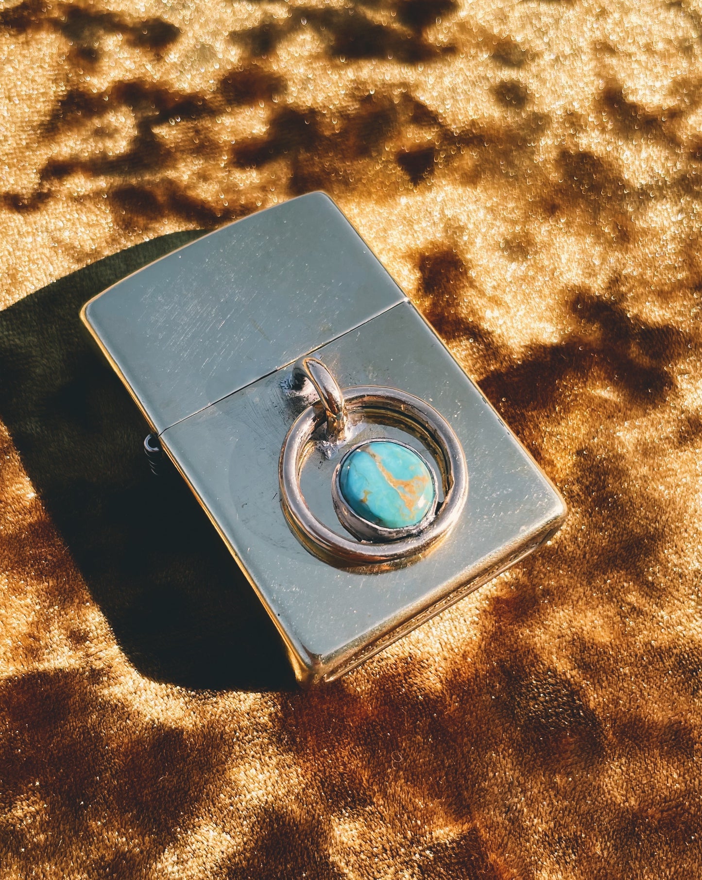 Brass & Turquoise Zippo Lighter
