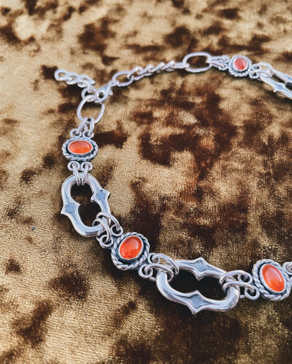 Sterling Silver & Orange Carnelian Choker