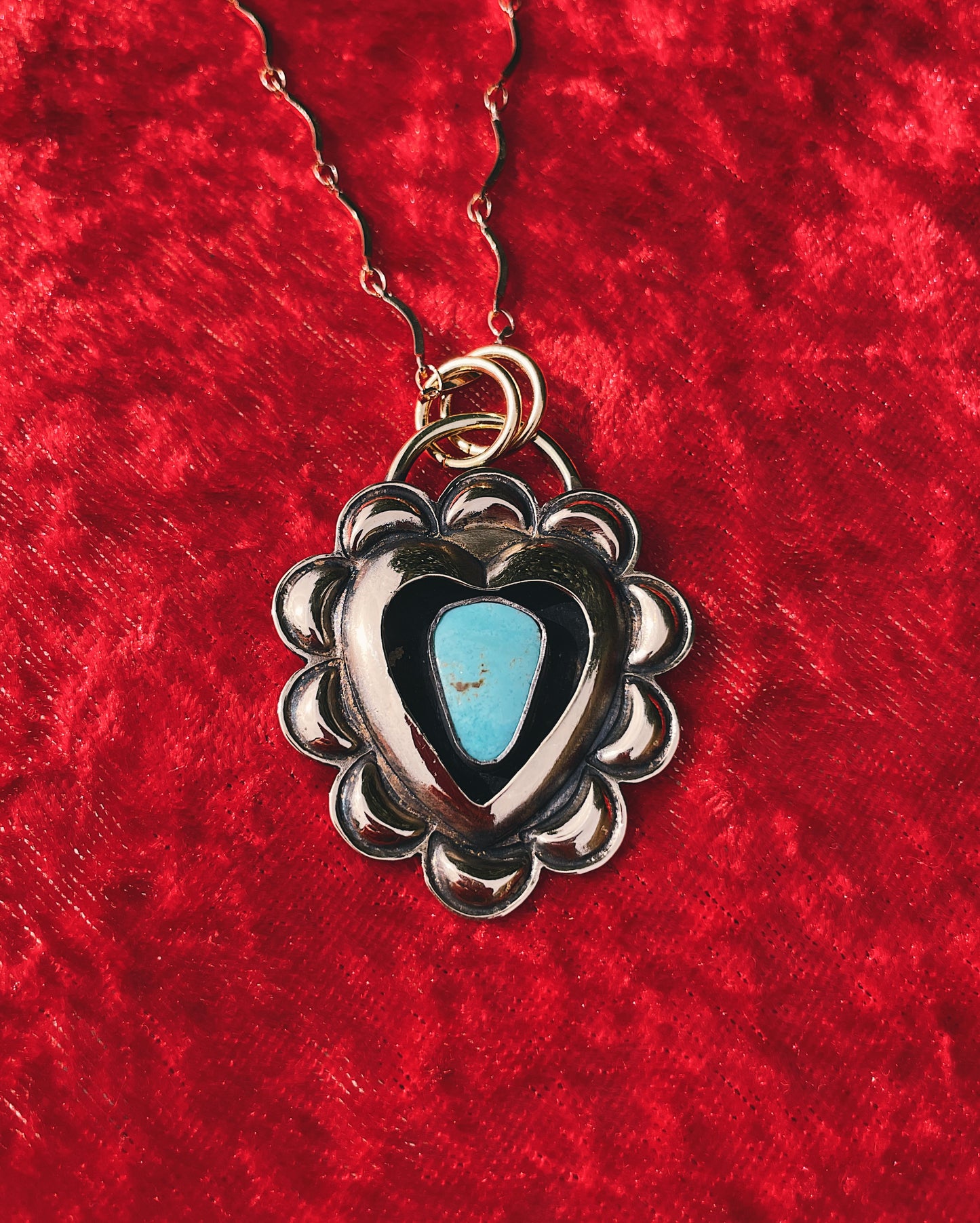 Turquoise Brass Heart shadowbox