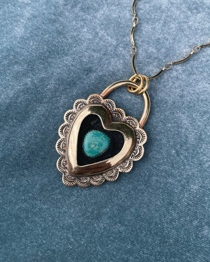 Turquoise Brass Heart shadowbox