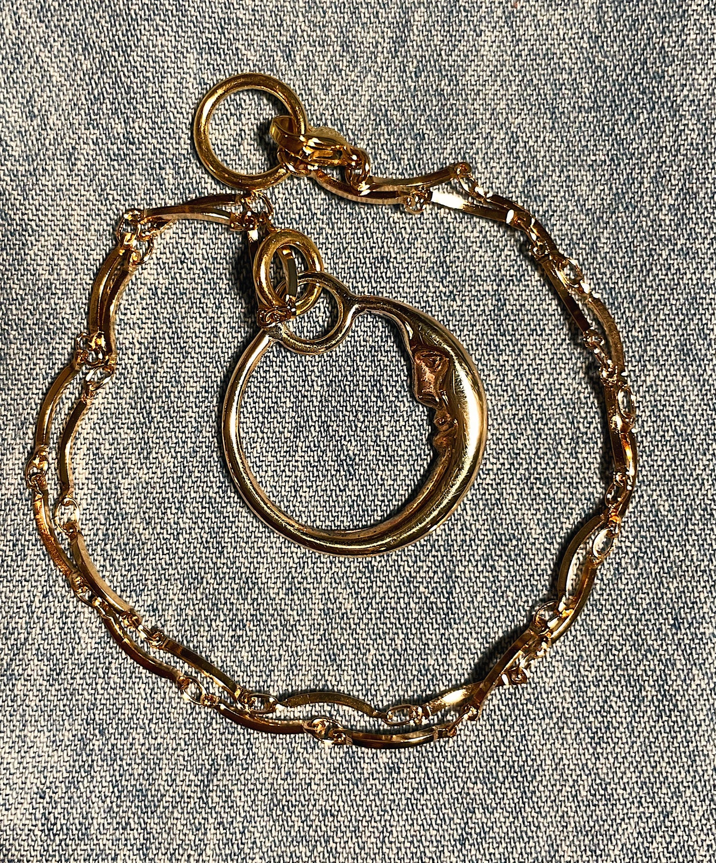 Brass Man in the Moon necklace