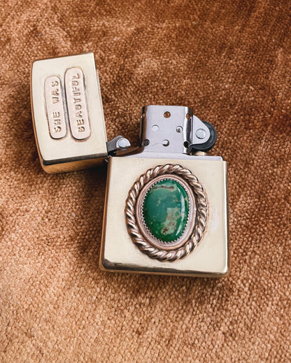 Brass, Turquoise & Hematite Zippo Lighter