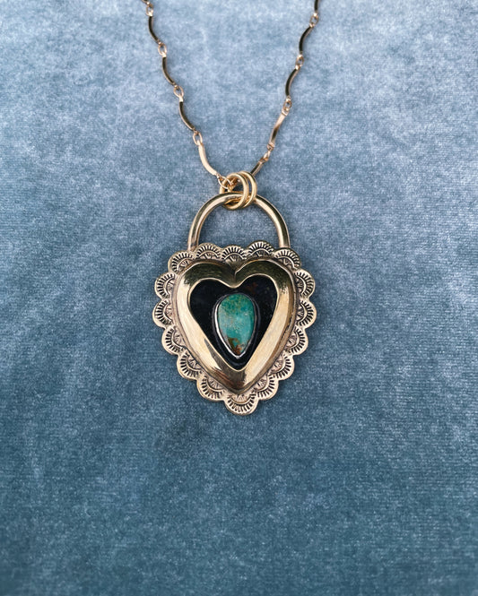 Turquoise Brass Heart shadowbox