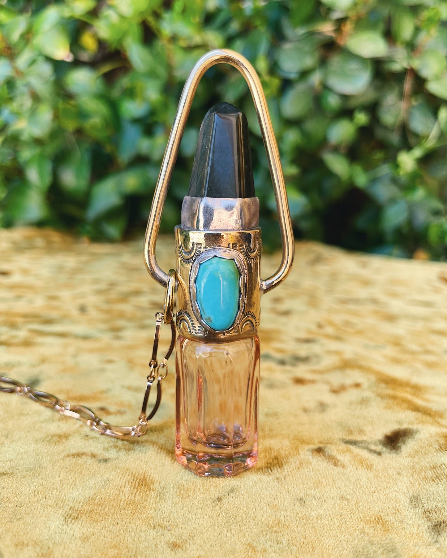 Falcons Eye& Turquoise Rollerball Necklace