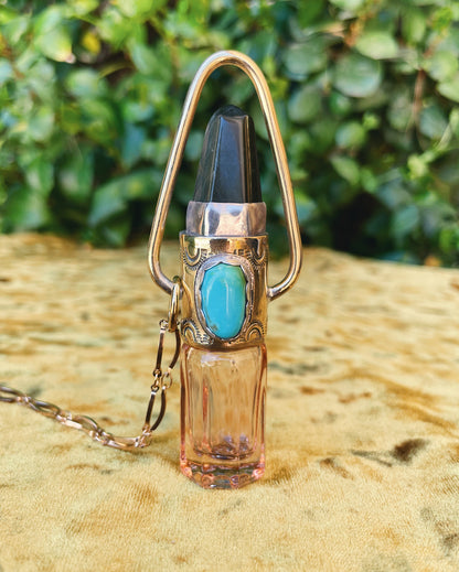 Falcons Eye& Turquoise Rollerball Necklace