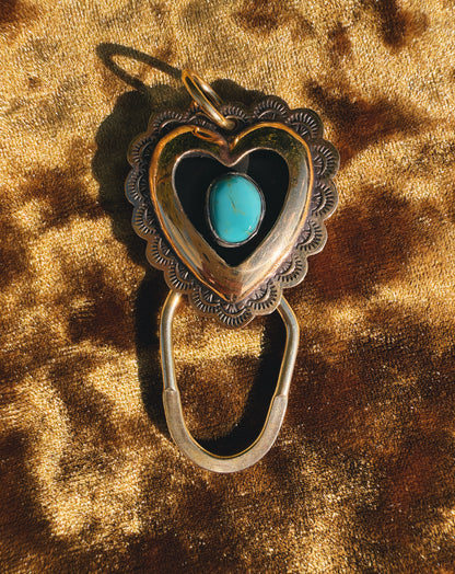 Turquoise Brass Heart shadowbox