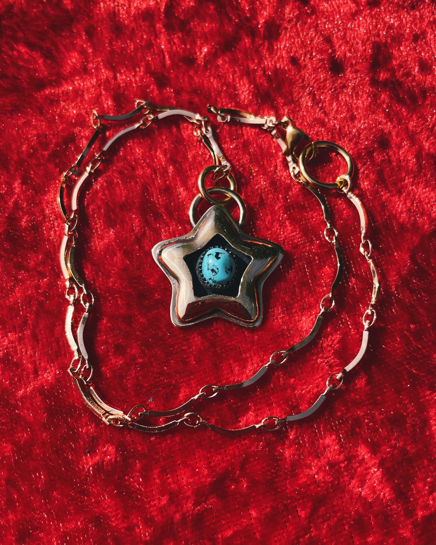 Turquoise Brass Star shadowbox
