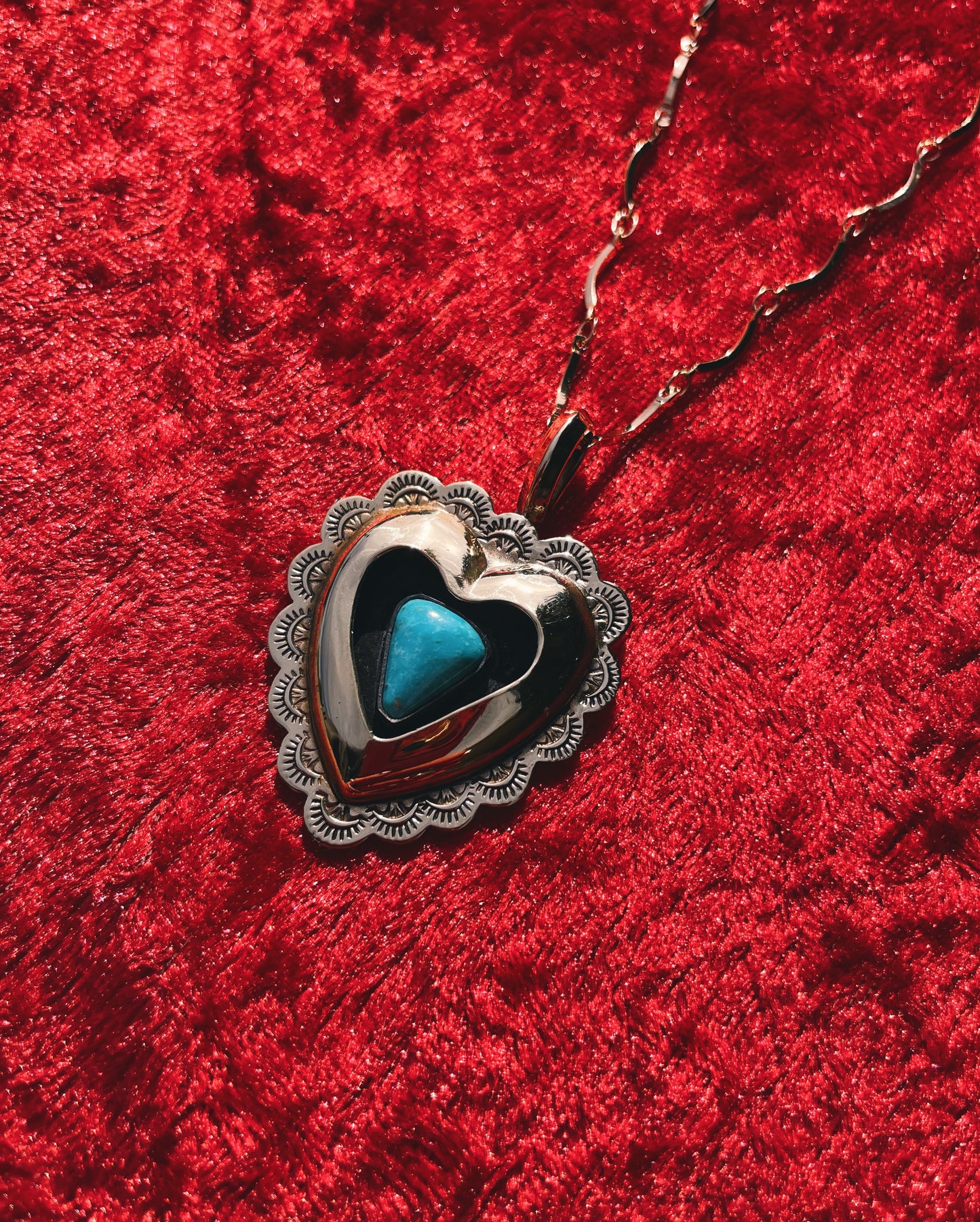 Turquoise Brass Heart shadowbox