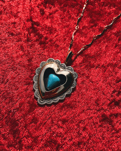 Turquoise Brass Heart shadowbox