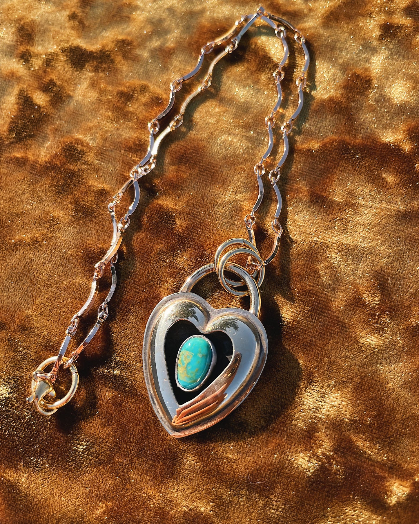 Turquoise Brass Heart shadowbox