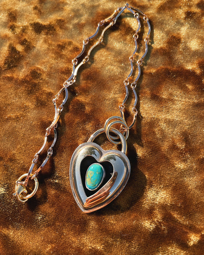 Turquoise Brass Heart shadowbox