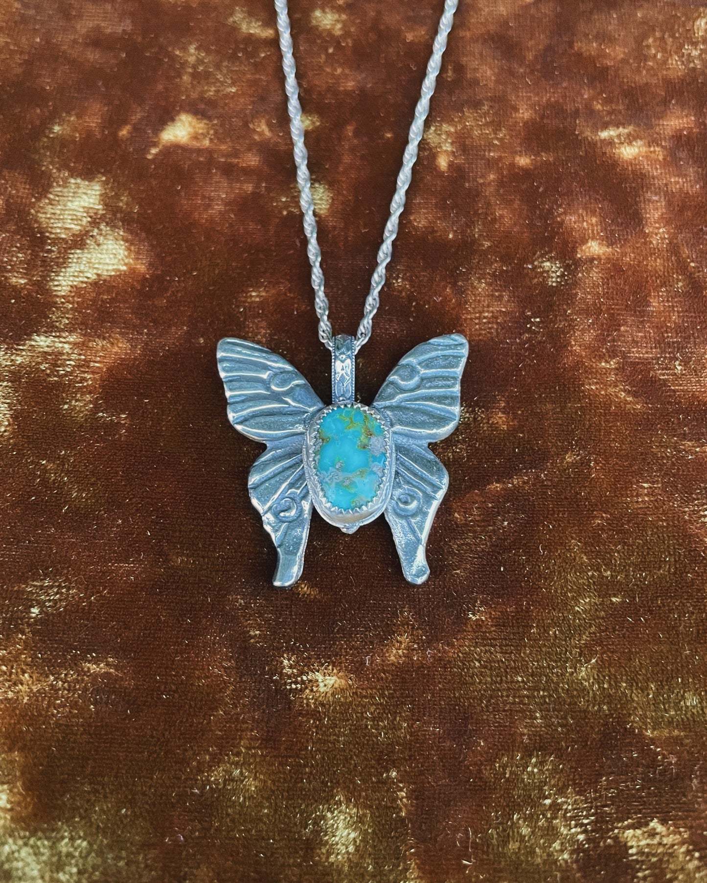 Sterling Moth Pendant Necklace