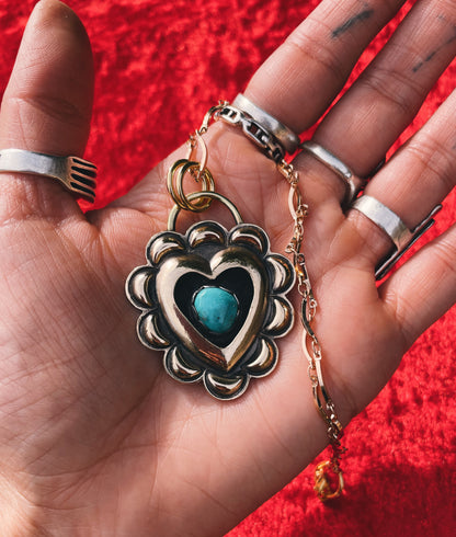 Turquoise Brass Heart shadowbox