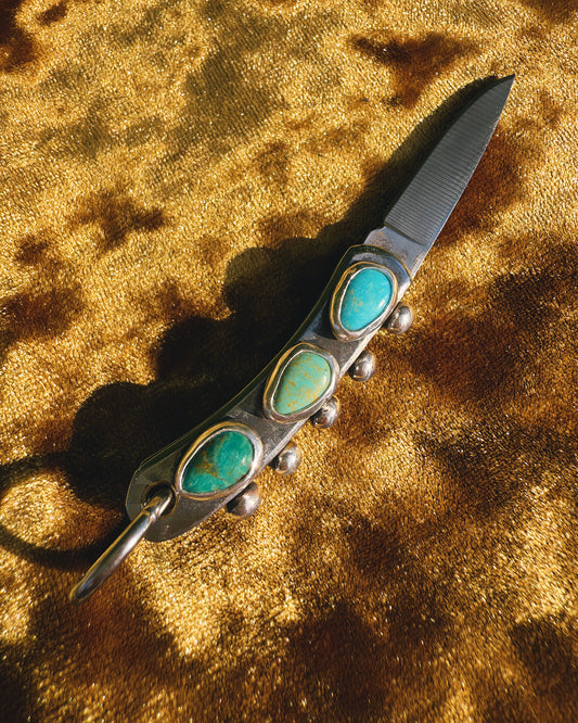 Turquoise and Silver Mini Pocket Knife