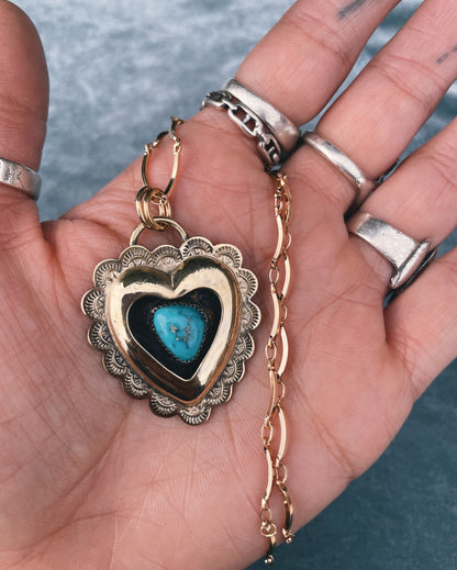 Turquoise Brass Heart shadowbox